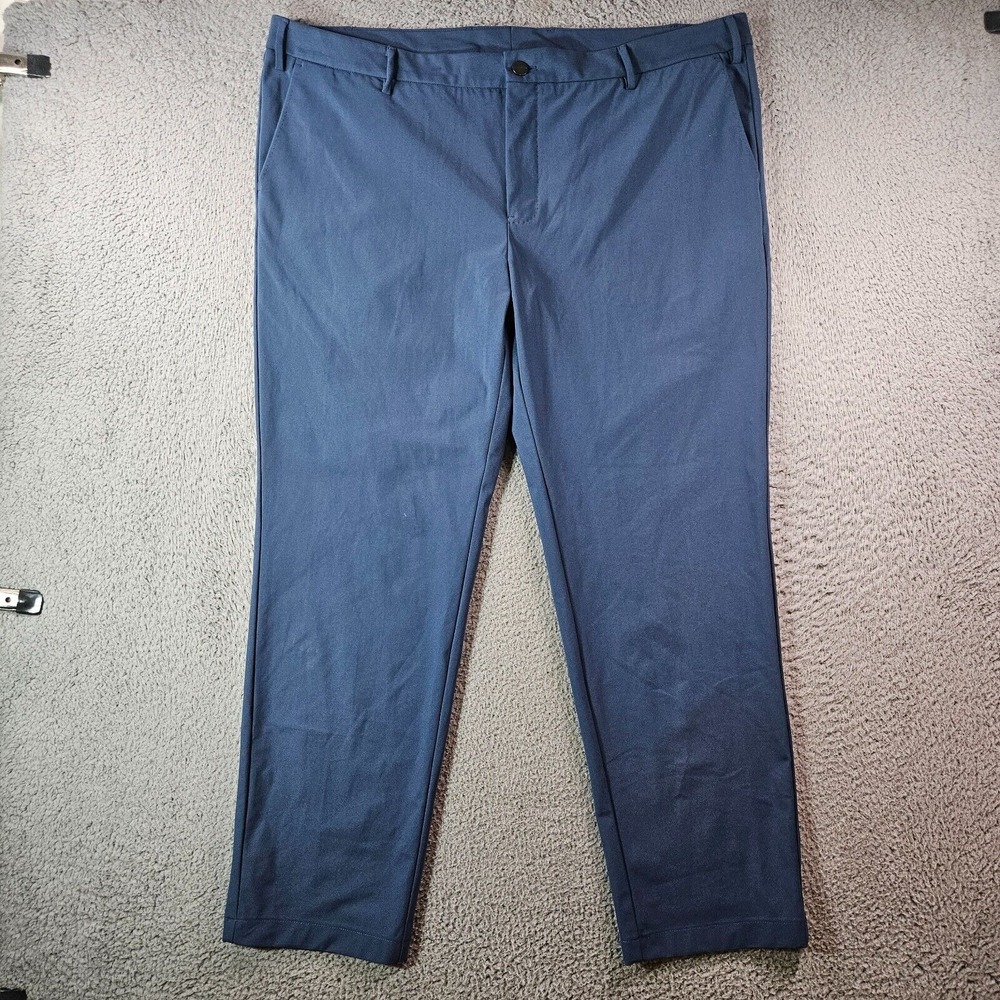 J. Hilburn Pants Men 45 x 30 Performance Stretch Poly Gray - Blue